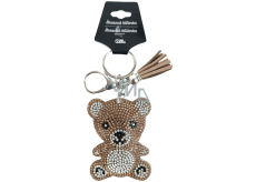 Albi Key ring strass teddy bear brown