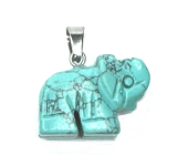 Tyrkenite Elephant pendant natural stone, hand cut figurine 1,8 x 2,5 x 8 mm, stone of young people, looking for a life goal