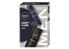 Nivea Men Deep Care Clean shower gel 250 ml + Nivea Men Deep Darkwood antiperspirant spray 150 ml, cosmetic set for men