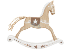 White wooden rocking horse 9 x 17 cm