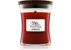 WoodWick Cinnamon Chai - Cinnamon and vanilla scented candle with wooden wick and lid glass small 85 g