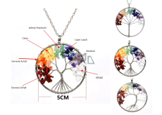 7 Chakras Tree of Life pendant natural stone, healing 5 cm