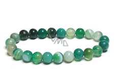 Agate green lace bracelet elastic natural stone, ball 8 mm / 16-17 cm, symbolizes the element of earth