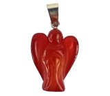 Red Agate Guardian Angel Pendant Natural Stone 2 - 2.2 cm, provides courage and strength