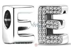 Sterling silver 925 Alphabet letter E, bead for bracelet