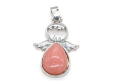 Avanturine pink Angel guardian pendant natural stone 3,5 x 2,5 mm, stone of happiness and prosperity