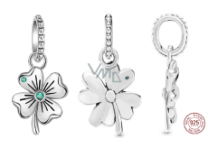 Charm Sterling silver 925 Four-leaf clover for luck, nature bracelet pendant