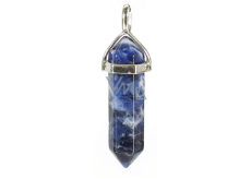 Sodalite pendulum hexagon pendant natural stone 41 x 13 mm, stone communication