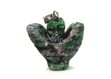 Ruby in zoisite Angel, angel wings pendant natural stone hand cut 25 x 21 x 5 mm, relieves stress