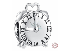 Charm Sterling silver 925 Alarm clock, clock, bead on bracelet symbol