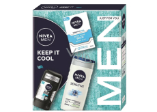 Nivea Men Keep it Cool Sensitive After Shave Balm 100 ml + Nivea Invisible Black & White Fresh Antiperspirant Stick 50 ml + Nivea Men Sensitive Shower Gel 250 ml, cosmetic set for men