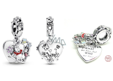 Sterling silver 925 Disney Winnie the Pooh and Piglet - It's not what we have, but who we have, 2in1 heart pendant for bracelet