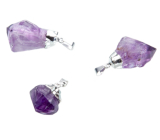 Amethyst in metal pendant natural stone approx. 2,5 - 3 cm, stone of kings and bishops 1 piece