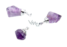 Amethyst in metal pendant natural stone approx. 2,5 - 3 cm, stone of kings and bishops 1 piece