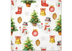 3-ply paper napkins 33 x 33 cm 20 pieces Christmas bells, snowman, tree