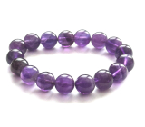 Amethyst bracelet elastic natural stone, bead 11 - 12 mm / 16 - 17 cm, AA quality, stone of kings and bishops