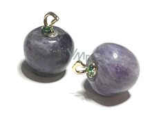 Amethyst apple of knowledge pendant, natural stone 2,7 x 15 mm, stone of kings and bishops