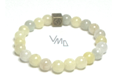 Morganite yellow with royal mantra Ohm bracelet elastic natural stone, ball 8 mm / 16-17 cm, stone of divine love