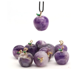 Amethyst Apple of Knowledge pendant, natural stone 2,7 x 15 mm, hand carved stone of kings and bishops
