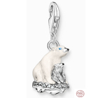 Charm Sterling silver 925 Polar bears - strength and durability, lobster clasp pendant on animal bracelet