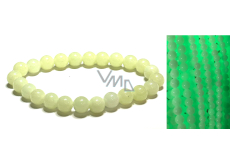 Jade Luminois Light Phosphorescent, yellow glow in the dark, bracelet elastic natural stone, bead 8 mm / 16 - 17 cm