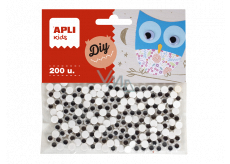 Apli Self-adhesive Black Round Moving Eyes 6 mm 200 pieces, 18251