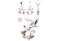 Charm Sterling silver 925 Disney Minnie Mouse & Mickey Mouse kissing, bracelet pendant