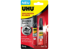 Uhu Super Glue Plastic ultra-fast two-phase second adhesive for bonding plastics 3 ml + 2 g