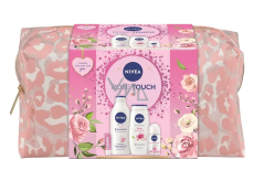 Nivea Rose Touch Rose & Hydration body lotion 400 ml + Nivea Rose & Almond Oil shower gel 250 ml + Nivea Fresh Rose Touch roll-on antiperspirant 50 ml + Labello Soft Rosé lip balm 4.8 g + cosmetic bag, cosmetic set for women