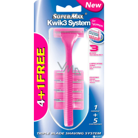 Super-Max Kwik3 System disposable 3-blade razor + 4 replacement heads for women