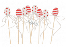 Egg with stripes and polka dots red and white 4 cm + skewers, various motifs