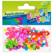 Craft with fun Decorative plastic beads with 1 mm hole width coloured beads, flowers and hearts mix 20 g