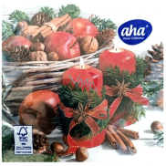 Aha Paper Napkins 3-ply 33 x 33 cm 20 pieces Red candles, apples, and cinnamon