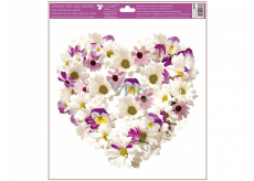 Window film without adhesive Heart of Flowers Daisies and Pansies 30 x 33.5 cm