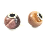 Agate bead round natural stone 14 mm, hole 4,2 mm 1 piece