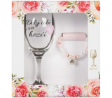 Albi Set Wine Glass and Pink Bracelet 220 ml