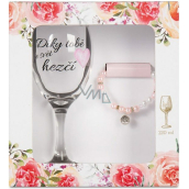 Albi Set Wine Glass and Pink Bracelet 220 ml