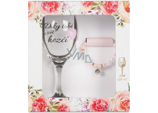 Albi Set Wine Glass and Pink Bracelet 220 ml