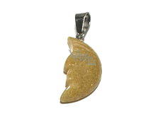 Yellow Jasper Moon pendant natural stone, hand-polished figurine 2.2 x 10 mm, stone of positive energy