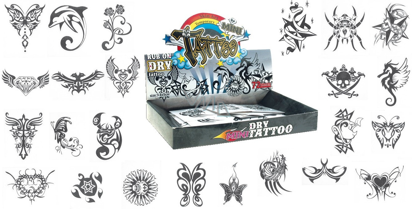 Tattoo Decals Black Different Motifs 5 X 38 Cm 1 Piece Vmd