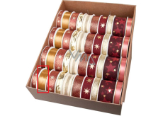 Ditipo Fabric Christmas ribbon with wire Gold 4 m x 15 mm