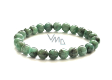 Emerald stone bracelet elastic natural stone, ball 5,5 - 6 mm /16 - 17cm, Emerald A+++, true-love-happiness-prosperity-creativity