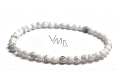 Magnesite / Howlite bracelet elastic natural stone, ball 4 mm / 19 cm, cleansing stone