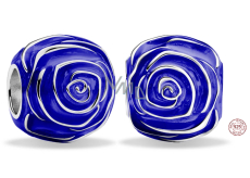 Charm Sterling Silver 925 Blue Rose in Bloom, Bead for Nature Bracelet