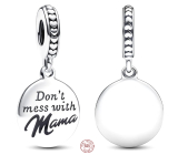 Charm Sterling Silver 925 Mama - Don't Mess with Mom, Engravable Pendant Family Bracelet