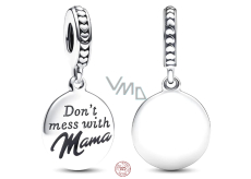 Charm Sterling Silver 925 Mama - Don't Mess with Mom, Engravable Pendant Family Bracelet