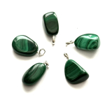 Malachite Tumbled Pendant, natural stone approx. 2.5 cm, stone of abundance, prosperous relationships