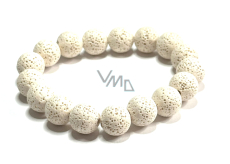 White lava elastic bracelet, natural stone, 12 mm bead / 16 - 17 cm, born from the four elements