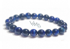 Tiger's eye dark blue bracelet elastic natural stone, bead 8 mm / 16-17 cm, stone of the sun and earth, brings luck and wealth