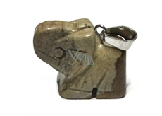 Brown Jasper Elephant pendant natural stone, hand-polished figurine 1.8 x 2.5 x 8 mm, stone of positive energy